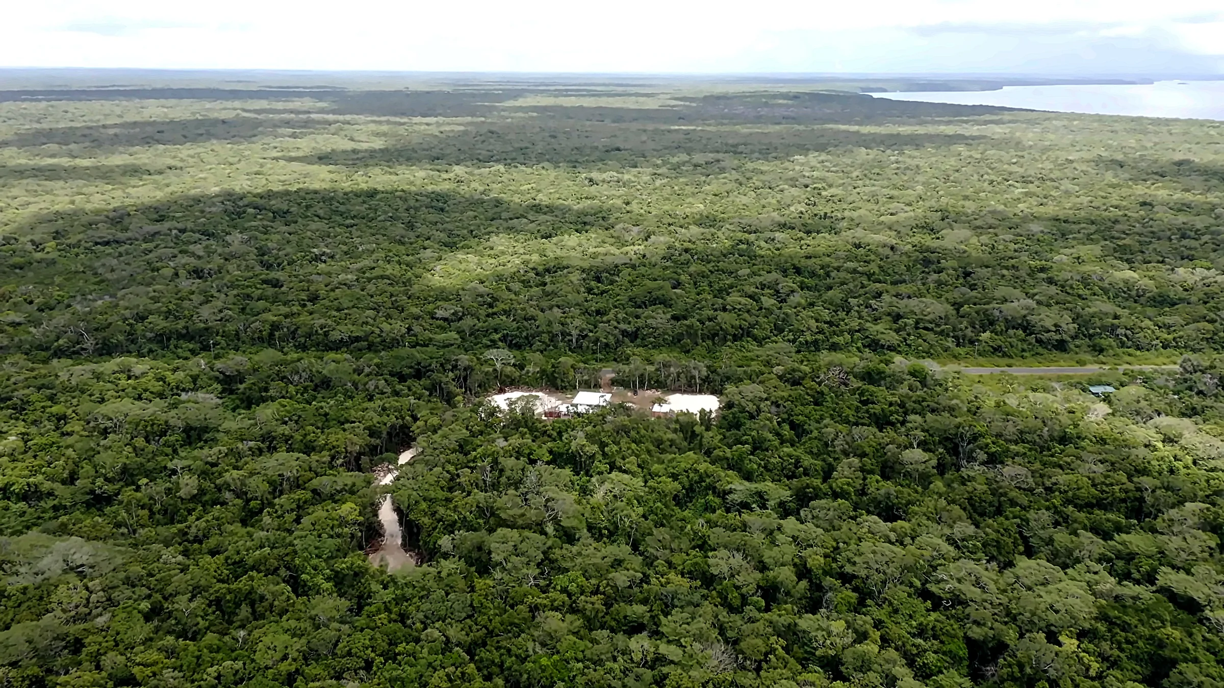 Aerial view of Liflor's distillery in Lifou: the resource, the processing and the shipping all sit on one island in the Loyalties.
